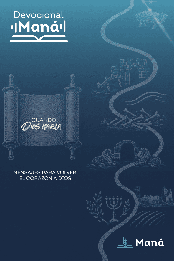 Blue illustrated cover of Agenda Devocional Maná 2027