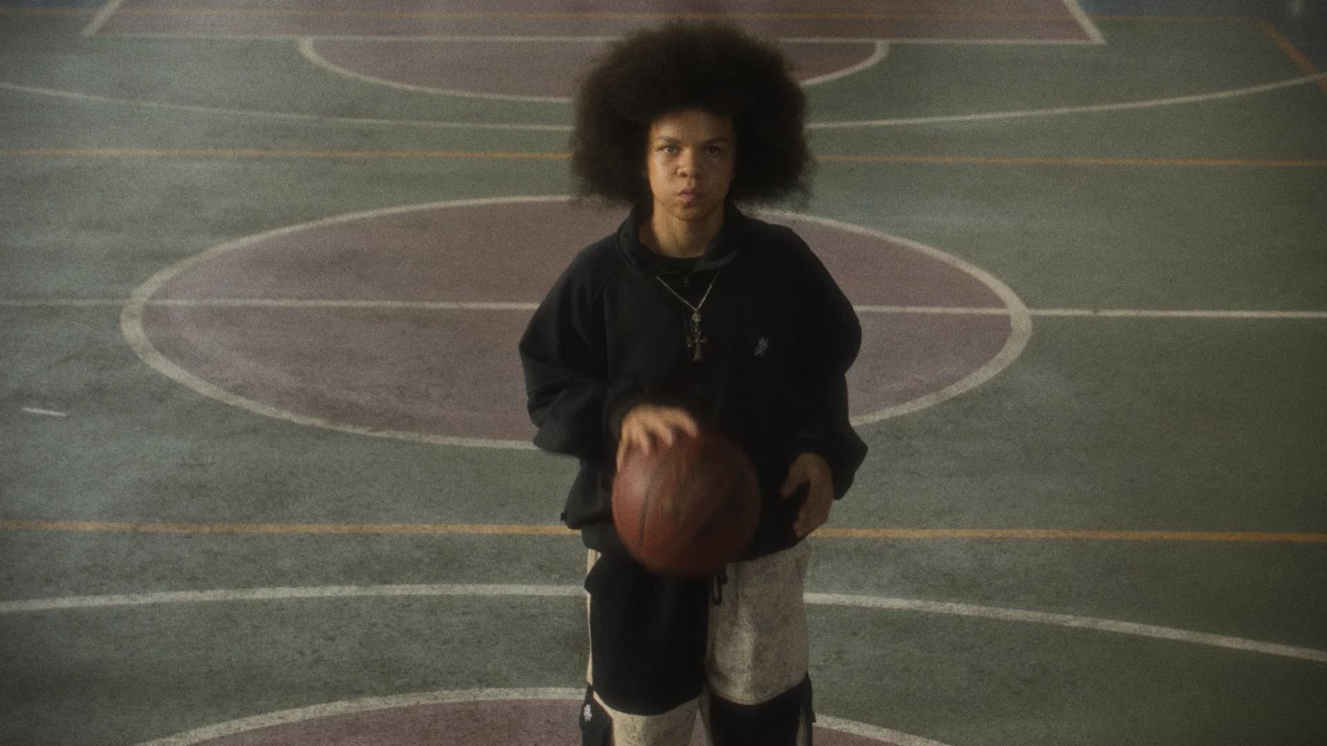Overhead portrait with a basketball