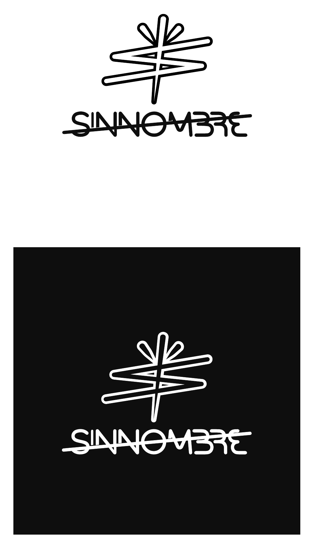 SIN NOMBRE identity in black and white, from the collaborative design files