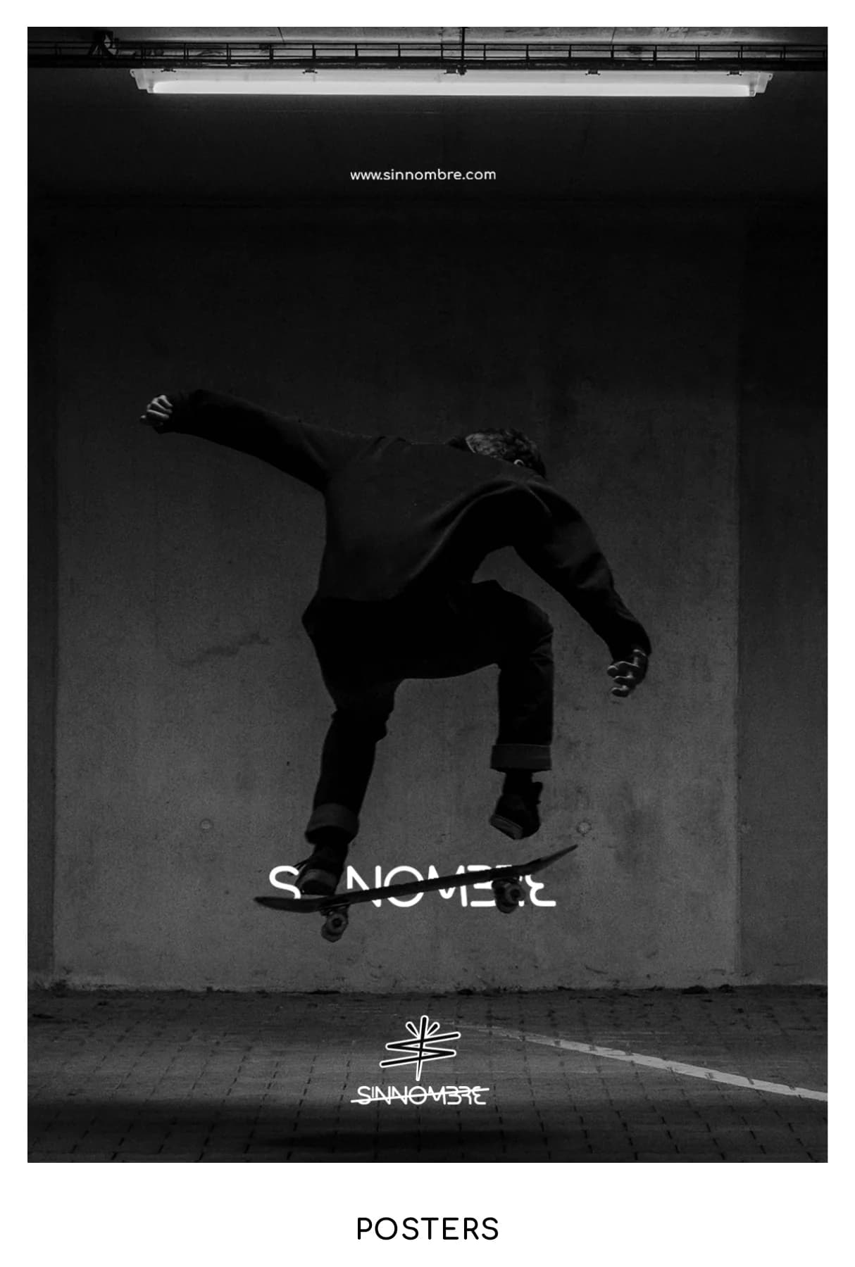 SIN NOMBRE poster proposal using a skate photograph as visual reference