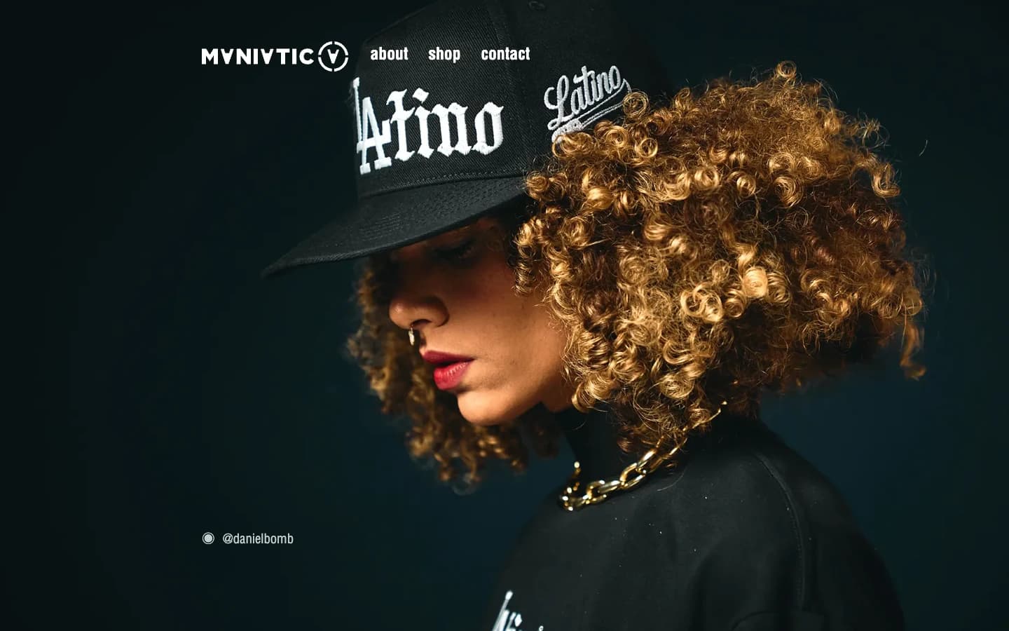Current Maniatic storefront preview with editorial photography, desktop view