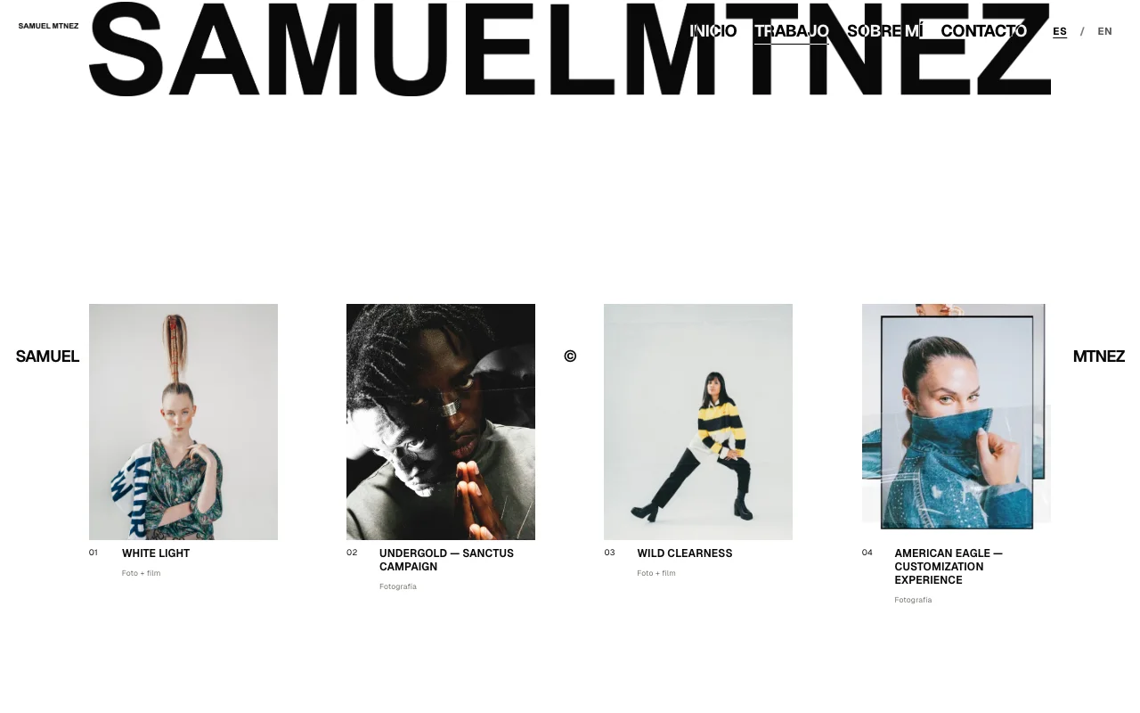 Samuel Martínez photography portfolio, desktop work page