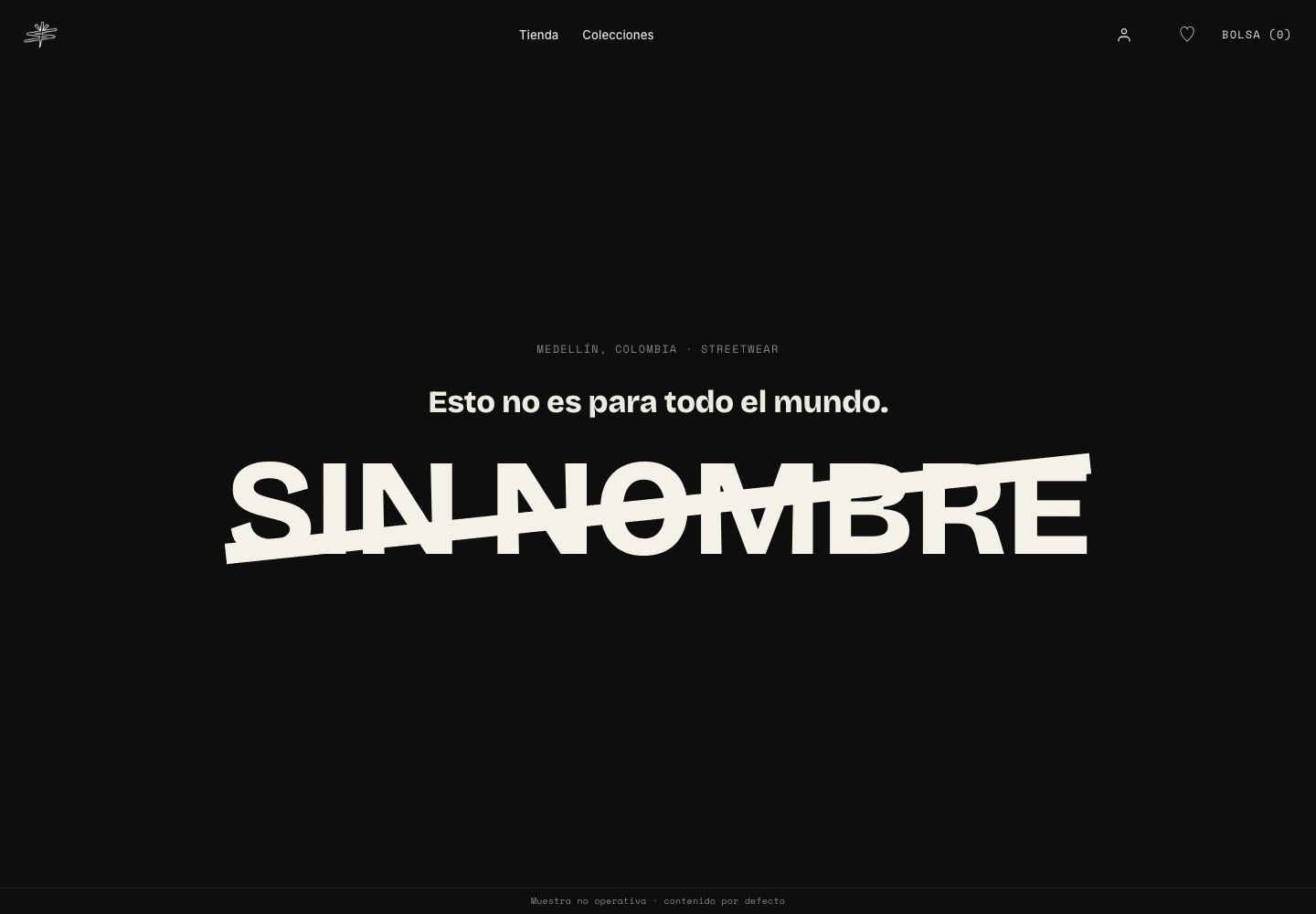 Manifiesto original de la tienda SIN NOMBRE, muestra local de diseño no operativa en escritorio